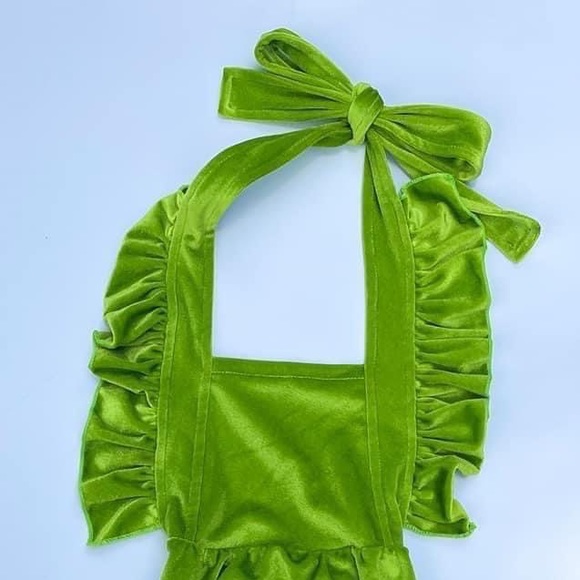 Lime Green Velvet Romper - Picture 3 of 4